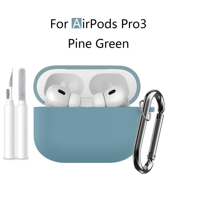 New 2025 For Apple Airpods Pro 3 Case Soft Silicone Full Protective Cover with Cleaning Kit and Keychain for Airpods Pro 3 Case