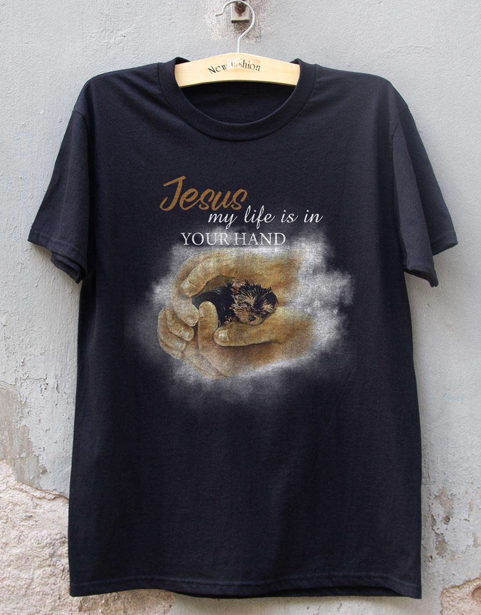 HOT! Yorkshire Terrier My Life Is In Your Hand For Yo Black Heavy Cotton T-Shirt XXXL