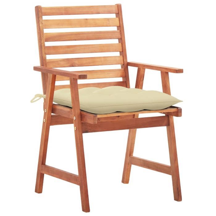 VidaXL Set of 3 Outdoor Dining Chairs with Cushions, Patio Seats, Dining Chairs, Garden Patio Furniture, 3064364