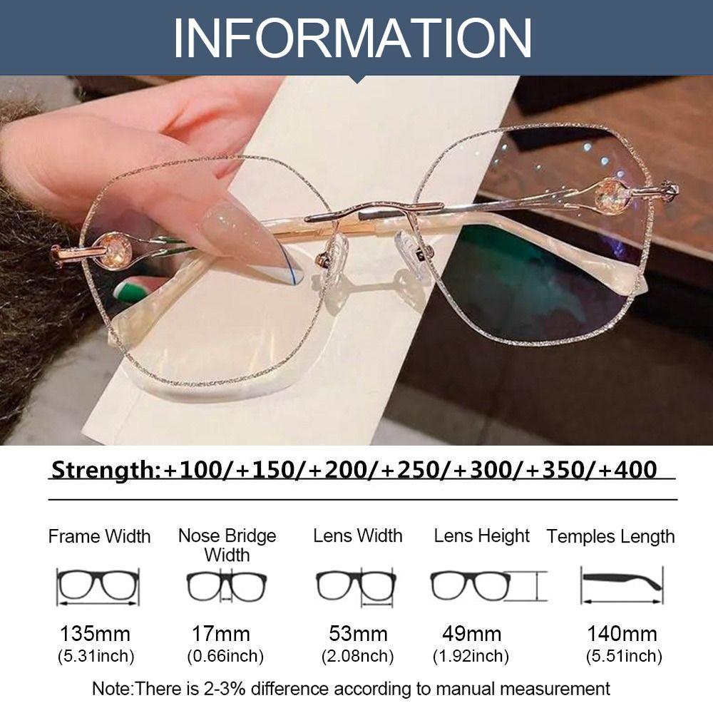 Women Vintage Rhinestone Simple Eye Protection Reading Glasses Anti-Blue Light Ultra Light Glasses