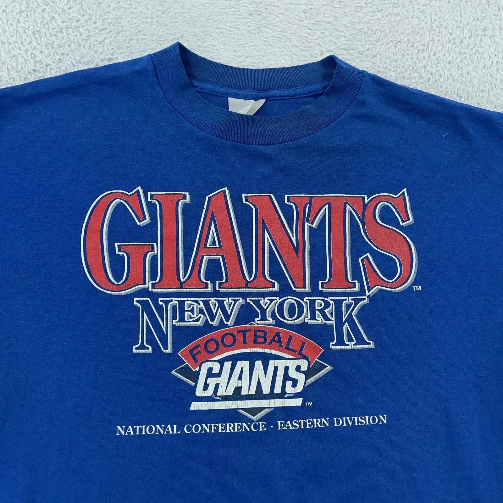 

Vtg New York Giants Shirt Mens XL Blue NFL Football Tee Crewneck Big Print S