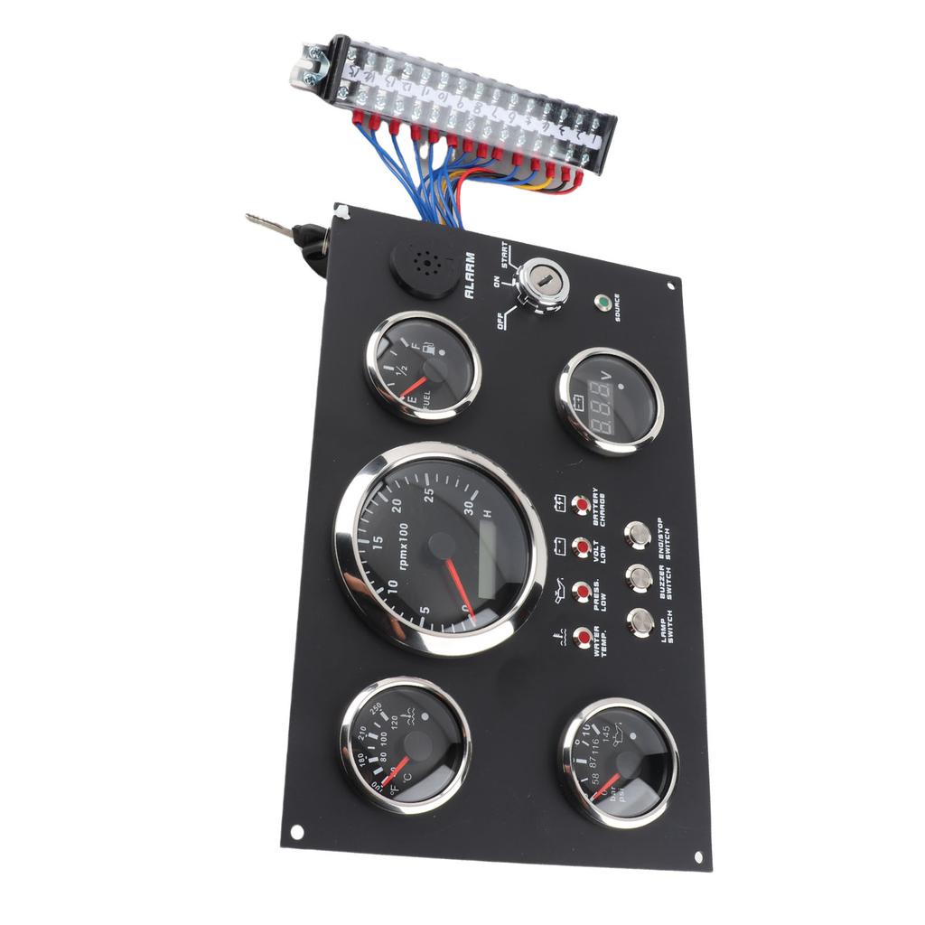 5-teiliges Instrumentenpanel-Set Rote LED 12 24V 85mm Drehzahlmesser Kraftstoffstand Wassertemperatur Öldruck Voltmeter