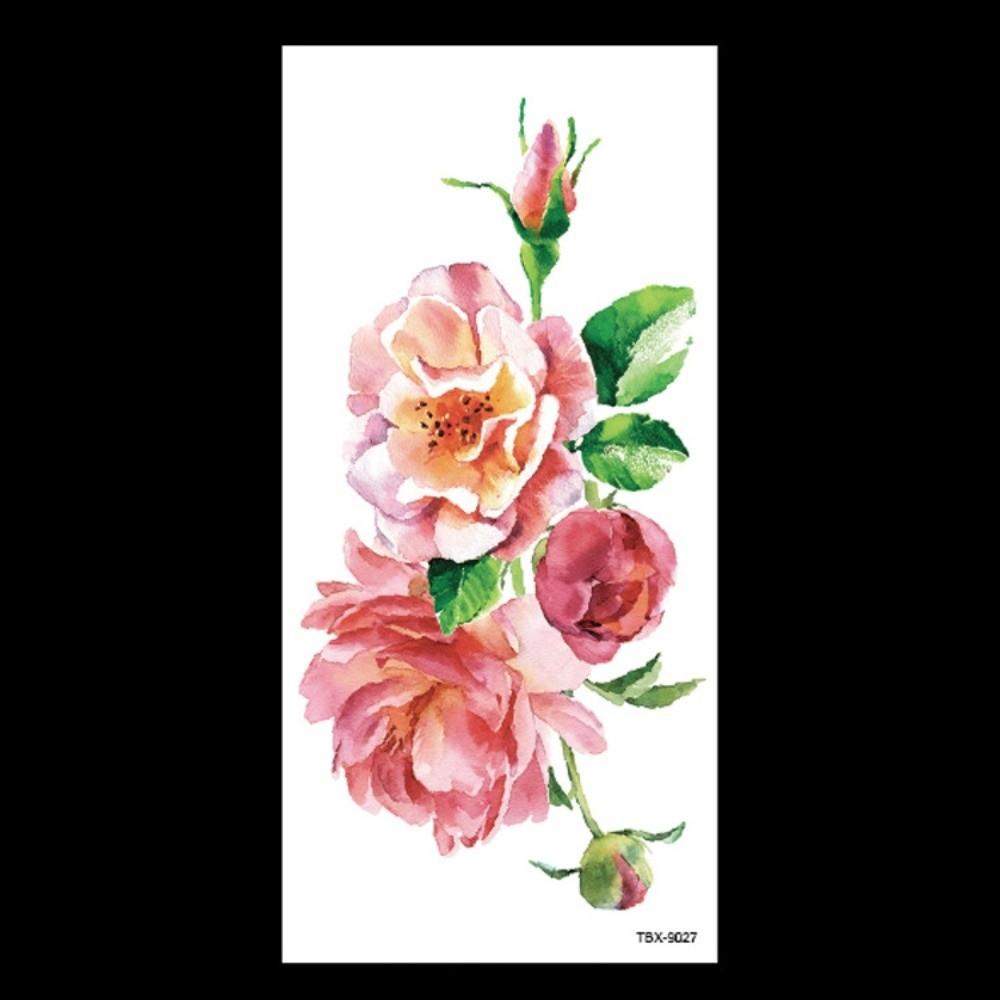 Lotus Green Leaf Flower Temporary Tattoo Stickers Floral Fake Tattoos Leg/ Arm/ Hand/Foot