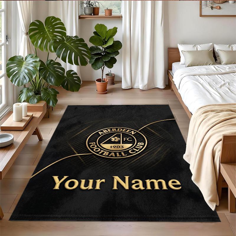 Crystal Velvet Rug Custom Name Text, Soft Non Slip Floor Mat Home DecorAberdeen FC