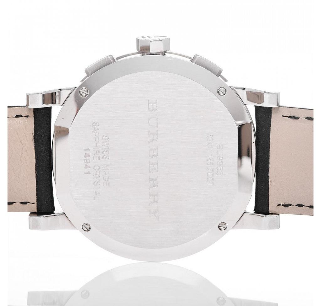 Burberry The City Nova White Dial Checked Brown Leather Strap Watch for Men BU9357
