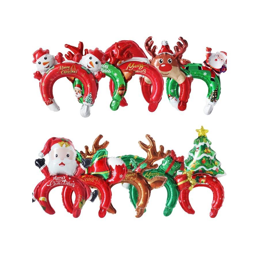 5pcs Christmas Hair Clasp Balloons Christmas Headdress Balloons Santa Claus Christmas Decorations Christmas Party Decorations