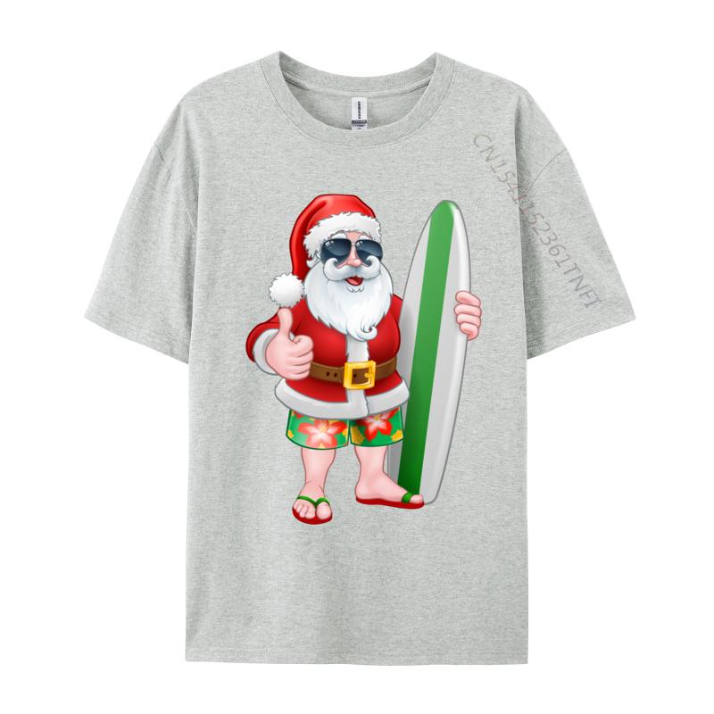 Cool Santa Surfboard Shades Cartoon Comfortable T Shirt Company Cool Cotton Fabric Men T Shirt Hip Hop Tee Shirts Wholesale