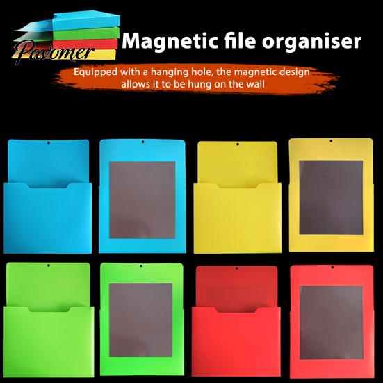 Letter Size File Organizer Holder with Large Magnetic Back, Wall Hanging Plastic Document Project Organizer, A4 Paper Case for Whiteboard Refrigerator