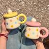 Chubby Mug with Lid Spoon Ceramic Mug Large Capacity Water Cup Couple Home Coffee Breakfast Cup Souvenir