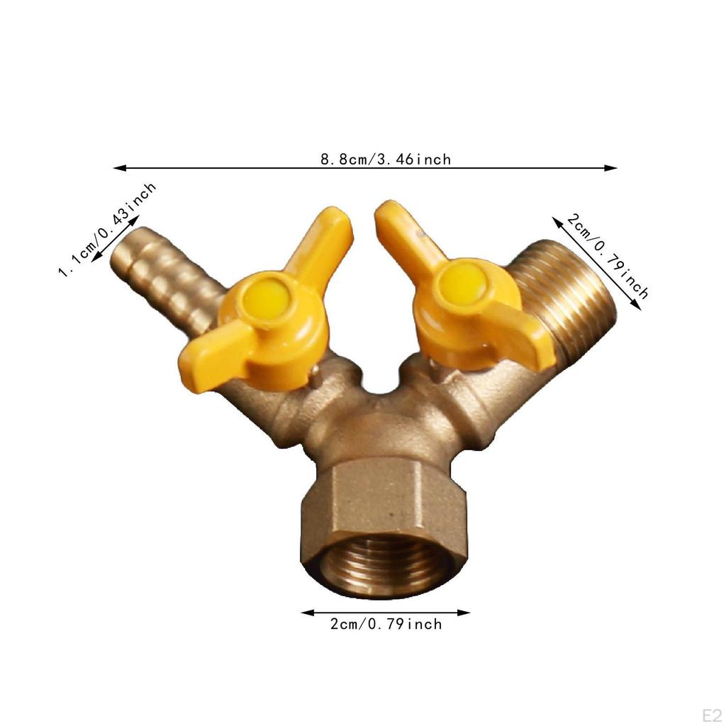 3 Way Shut Off Valve Y Shaped Ball Component for Repair with Copper Threads 0.79"
