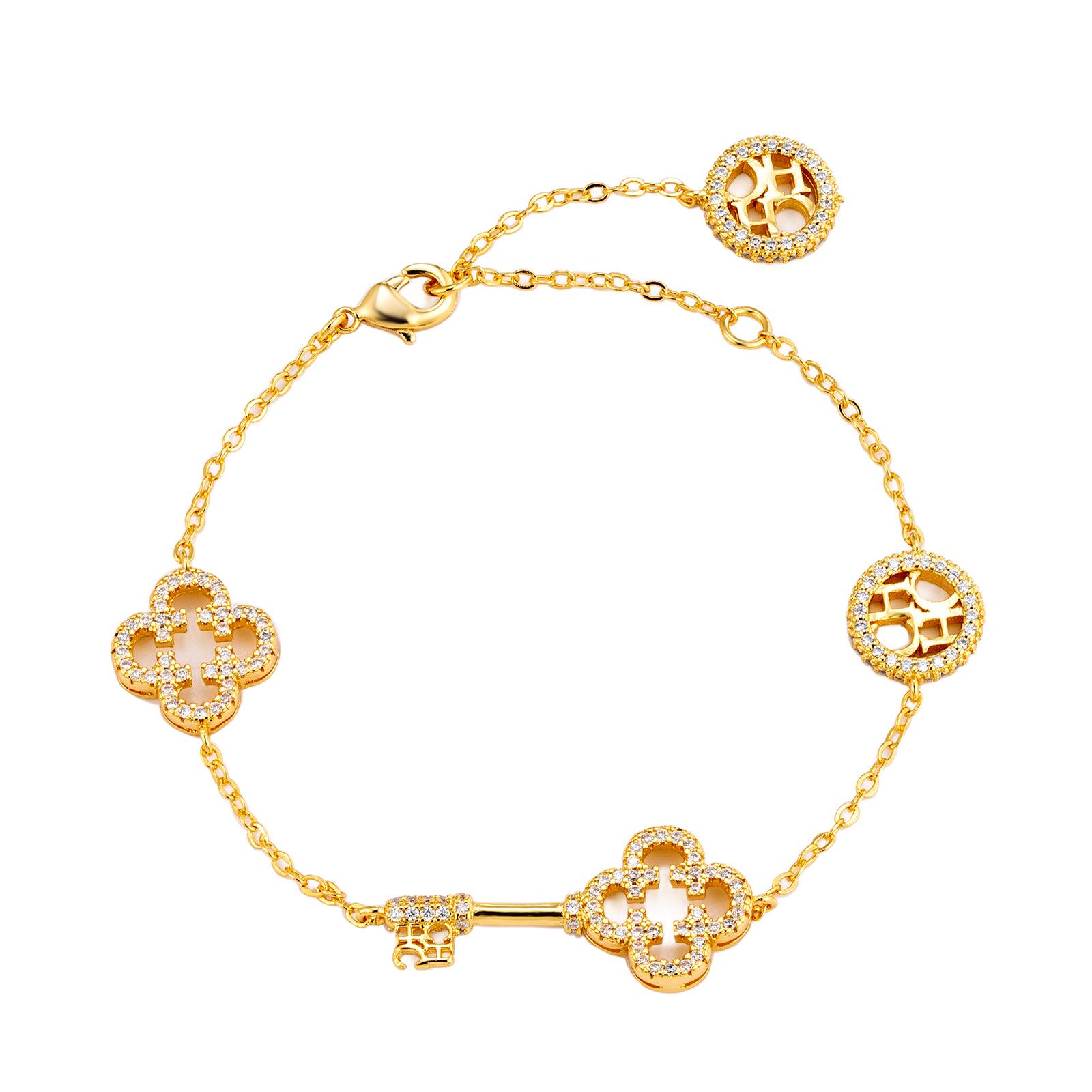 CHHC Регулируемый браслет-брелок  Четырехлистный клевер  - Высококачественное нишевое ручное ювелирное изделие в подарок