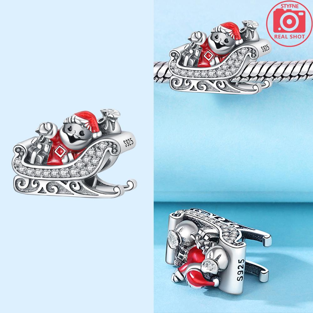 Charms Original Santa Claus Snowman Winter Penguin Snowflake Beads Fit Bracelet Copper Jewelry Women Diy Gift