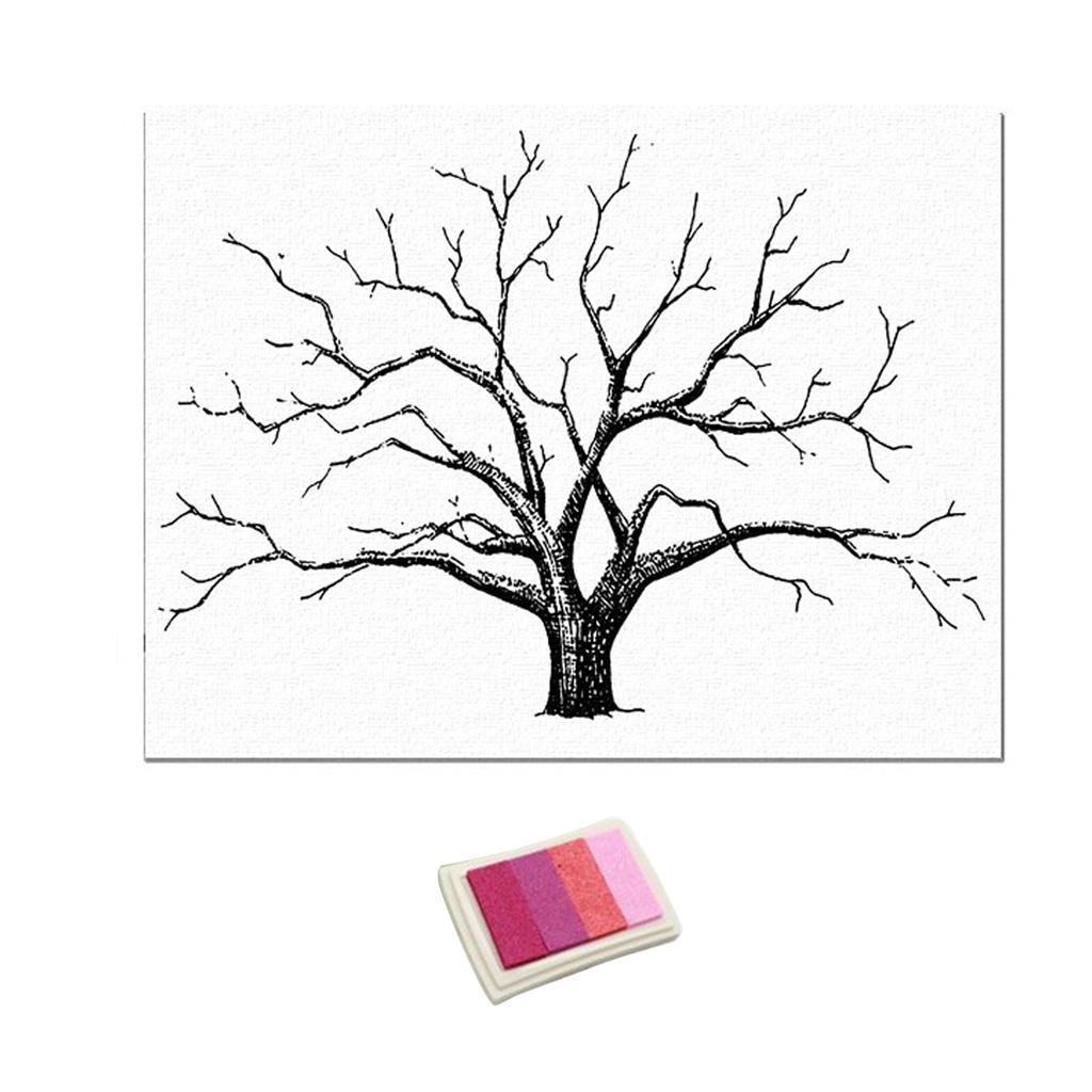 Guest Sign- with Inkpad, Fingerprints Tree Painting for Wedding Birthday Party