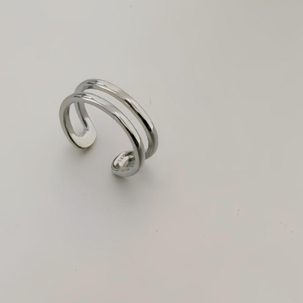 Korean Style Double Layer Open Index Ring for Women - Smooth, Simple Design