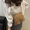 Tassel bag women's bag retro rivet shoulder messenger bag niche design small square bag