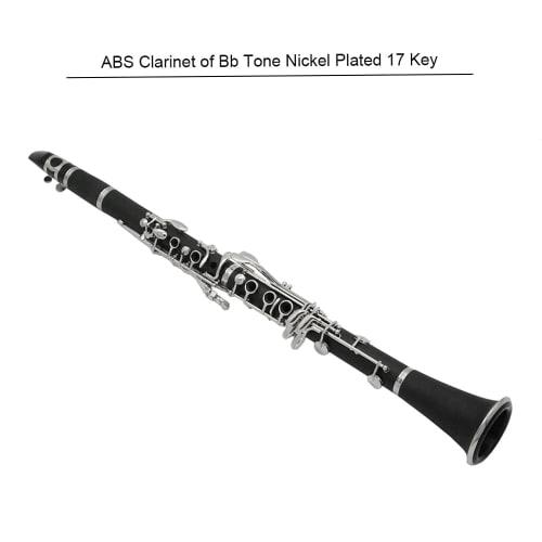 Juspins ABS Resin Bb Clarinet, 17 Keys, Beginner's Set, for Brass Band, Practice, and Performances, Cupronickel Plated