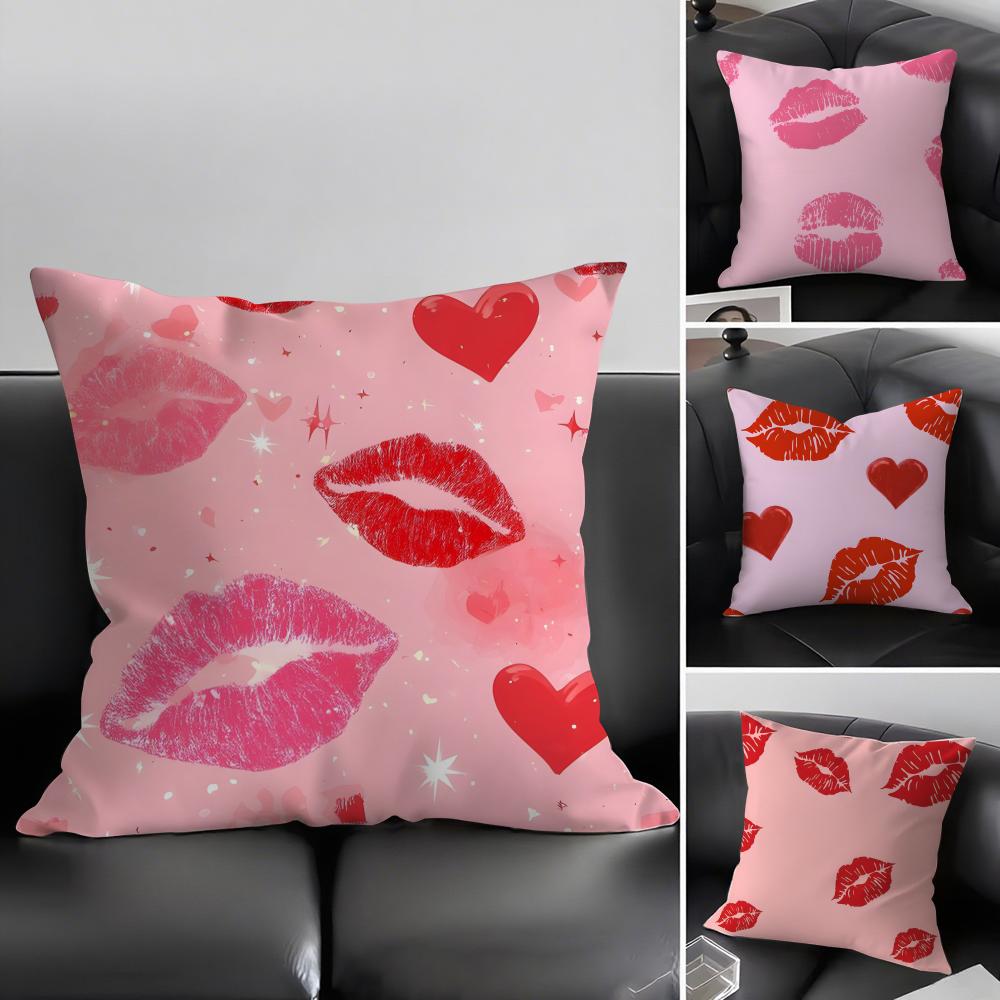 Lips Fashion Cushion Cover Pillowcase Ultra Soft Skin Friendly Fabric Cloud Like Comfort Concealed Zipper