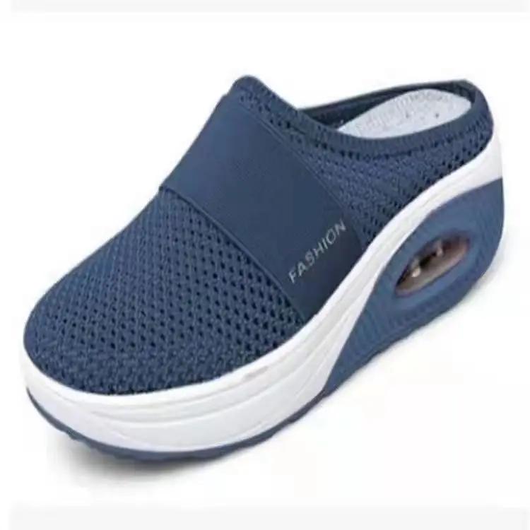 Scarpe da passeggio da donna slip-on con cuscino d'aria Scarpe da donna ortopediche per diabetici con plateau Pantofole leggere in rete Sneaker da donna con zeppa