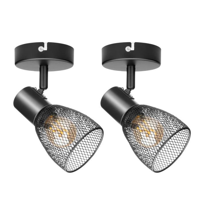 Spot led - dehobo - d0414 - orientable 350° - métal noir - 2 x 60w e14