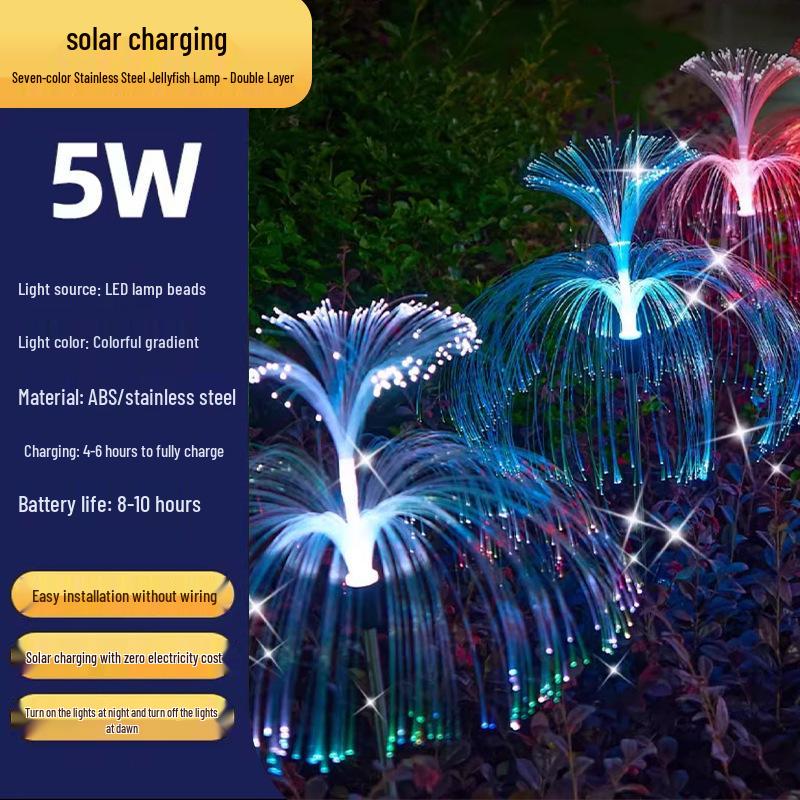 LED Solar Jellyfish Lamp: Seven-Color Stainless Steel Waterproof Outdoor Garden Light