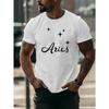 European Size Aries Men's Summer Short-sleeved T-shirts, Fashionable and Trendy Printed Men's Bottoming Shirts, Spring and Summer Round Neck Tops