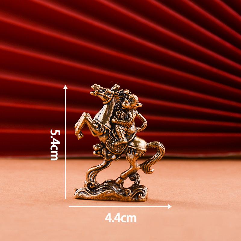 Brass Horse Step On Coins Lucky Statue Feng Shui Desk Ornament Zodiac Animal Figurines Miniatures Pure Copper Crafts Collections