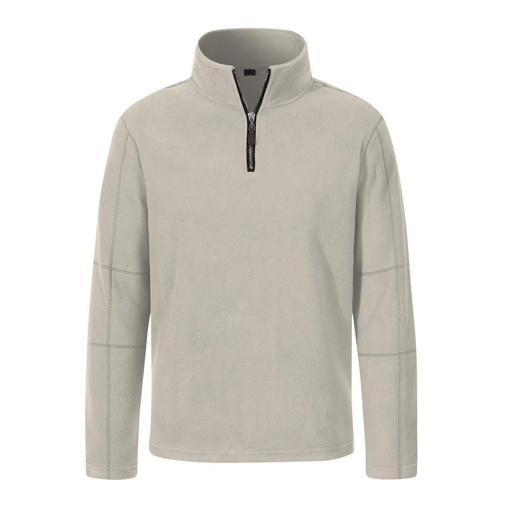 Pánská zimní jednobarevná fleecová mikina Pánská ležérní mikina na zip se stojáčkem