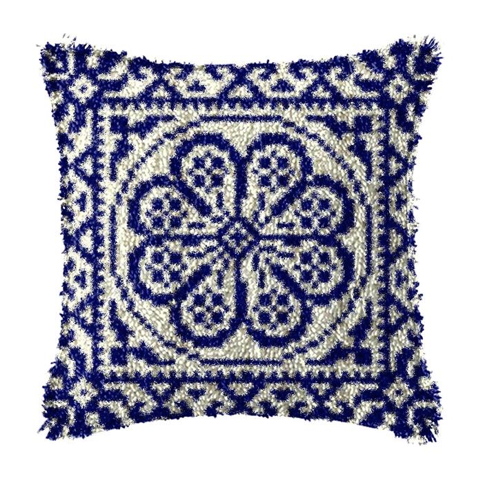 Geometric Abstract Latch Hook Pillow & Rug Kit DIY Section Embroidery for Home Decor, Modern Gift