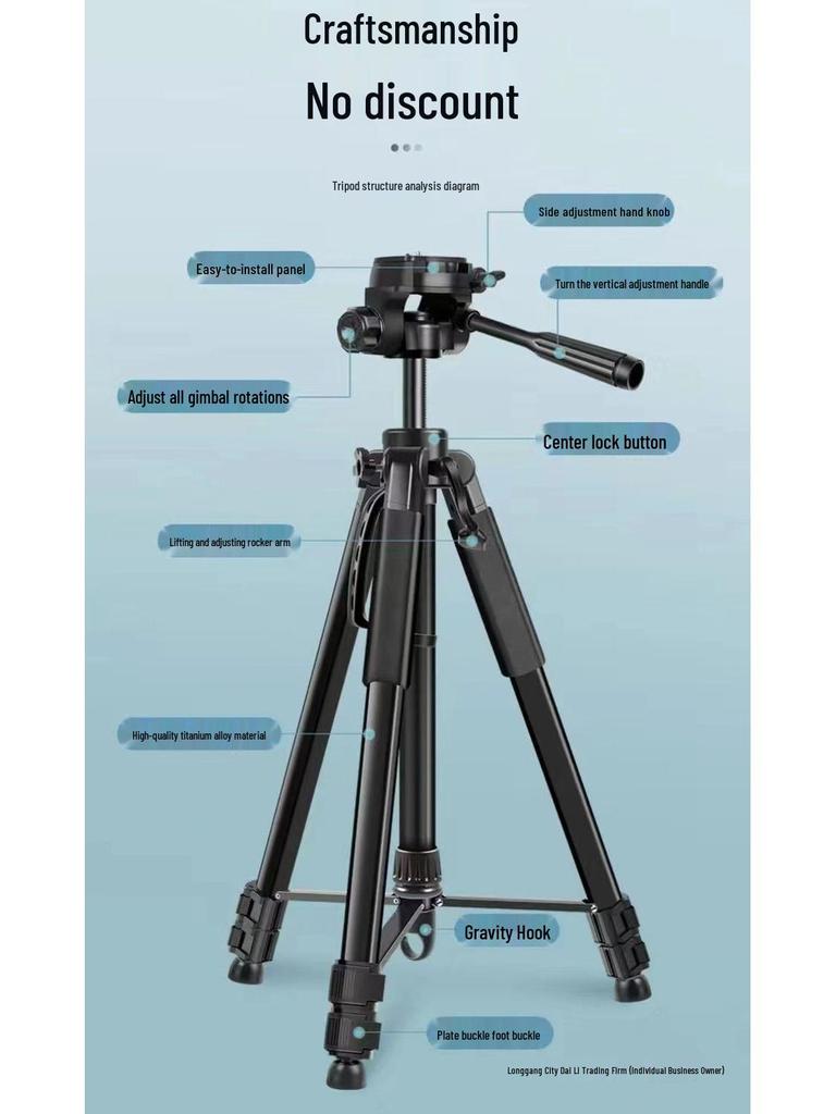 Camera Tripod: Mirrorless & Phone Stand with Fill Light and Stabilizer for Live Streaming, Selfies, and Outdoor Videos