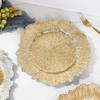 12.59" Gold Charger Plates Chargers With Floral Reef Plastic Round Ruffled Rim Dinner For Dinner Wedding Party Decoration