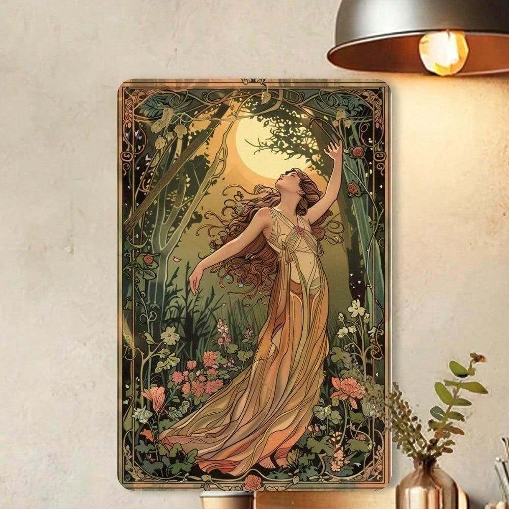 

Винтажное Металлическое Настенное Искусство Лесная Девушка 8x12 Дюймов, Ретро Цветочный Сад Металлическая Вывеска, Элегантное Плавное Платье Ретро Настенный Декор для Гостиной разноцветный