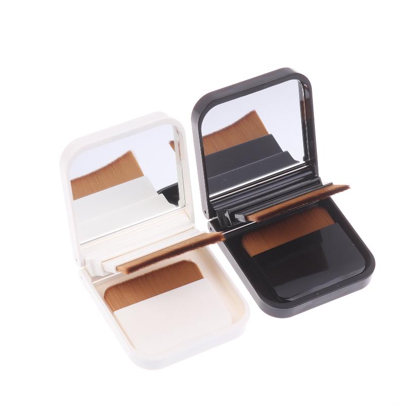 Portable Traceless Soft Flat Foundation Brush Set Ultra-Thin With Built-In Mirror One-Character Design Flawless Base Makeup