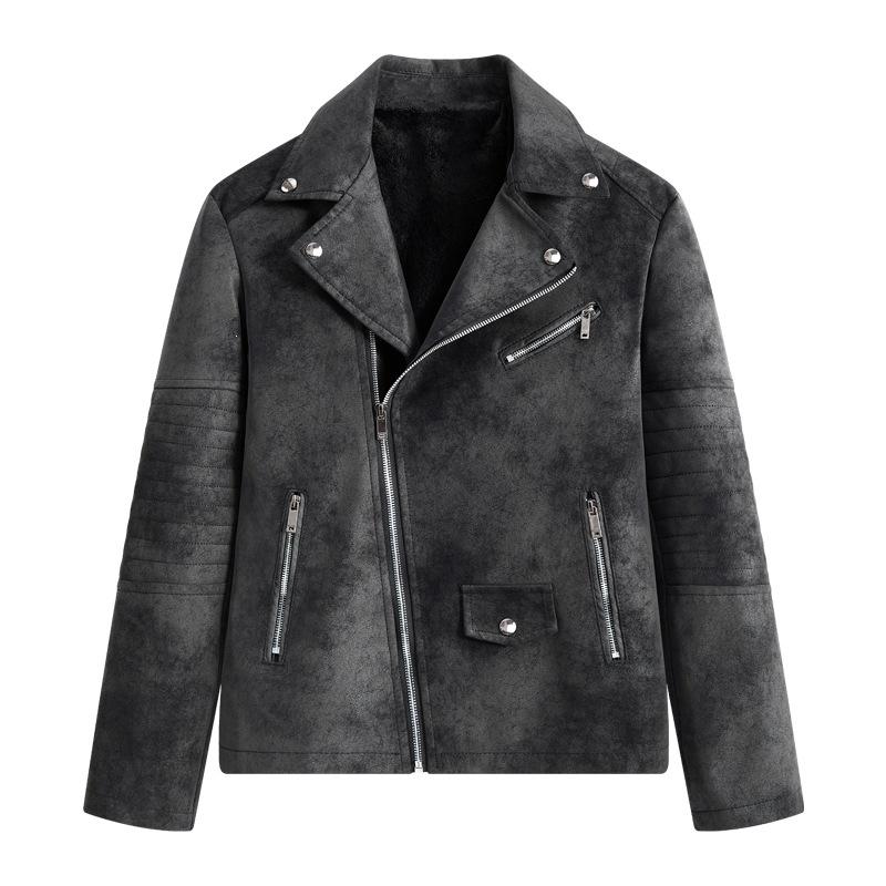 Popular high-end retro men's leather jacket shopping travel matte leather tie-dye trendy leather jacket men
