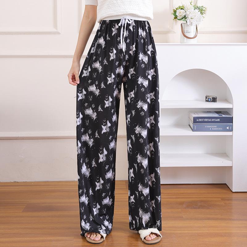 Sommer Damen Eis Seide High-Waist Weite Hosen - Lässig, Locker und Kühl für Zuhause oder Draußen