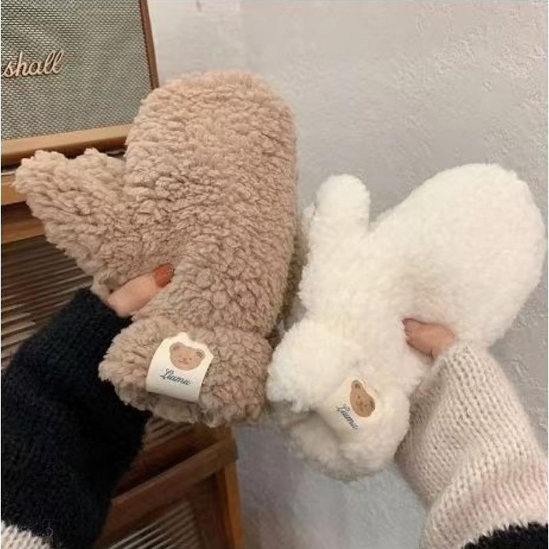 Mănuși moi de pluș de iarnă, groase și călduroase pentru femei, mănuși uni cu șnururi, casual pentru exterior, pentru călărie, rezistente la vânt rece