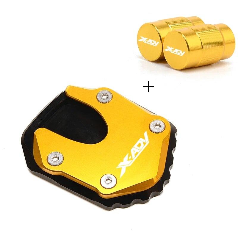 For HONDA X-ADV XADV 750 2022 Motorcycle Aluminum Kickstand Foot Side Stand Enlarger Support Plate and Tire Value Cap