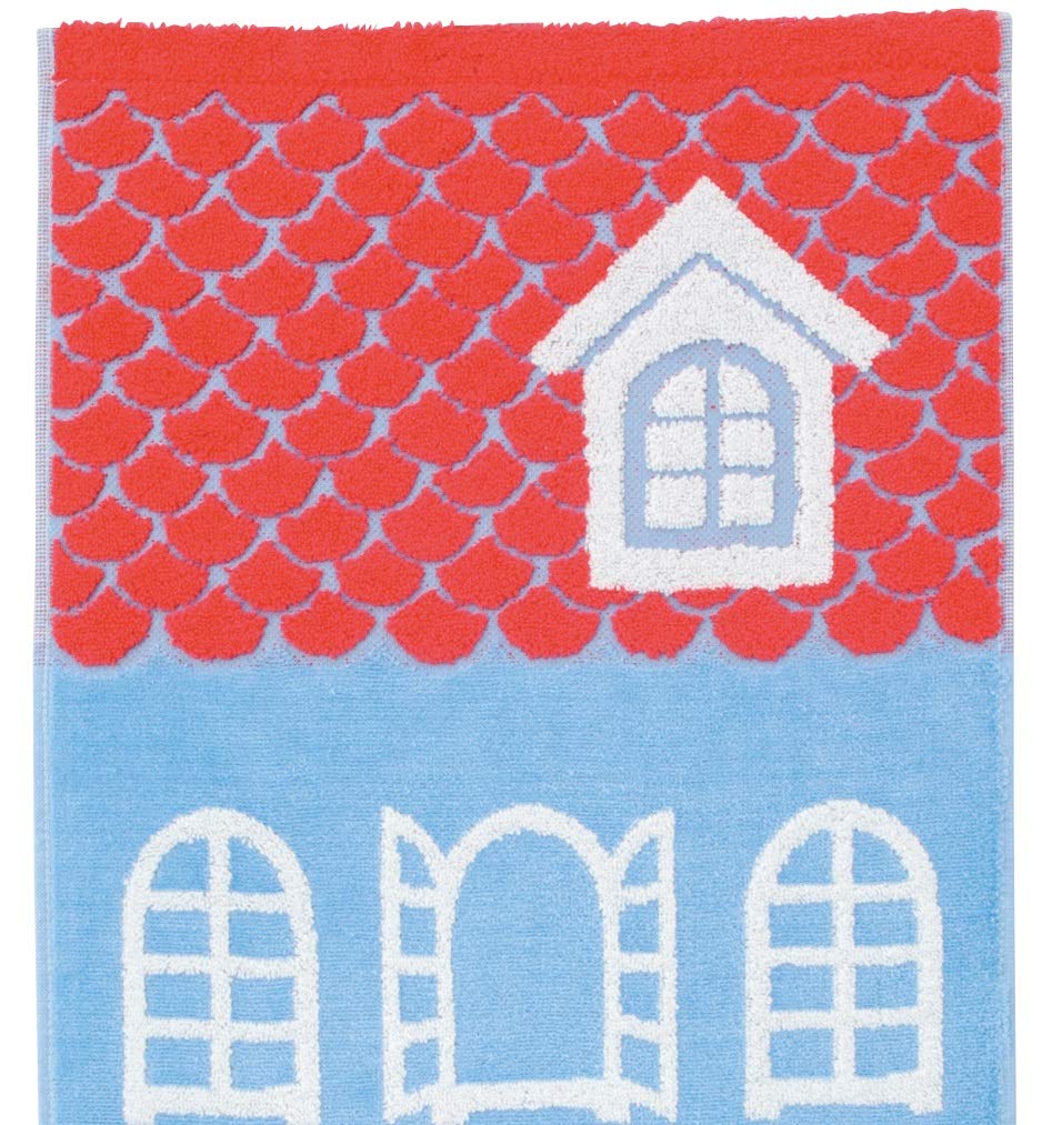Marushin Moomin Little My Face 34 x Little My in Front of the 1405013800 Towel, 80cm, House, 100% Cotton, Appliqué Embroidery,