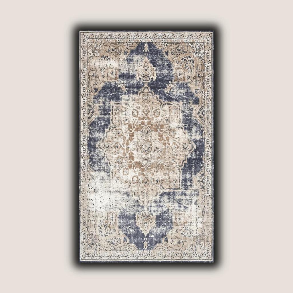 Antique Patterned, Blue and Beige Tones, Vintage Style Living Room Carpet, Washable Hallway Carpet, Authentic Runner