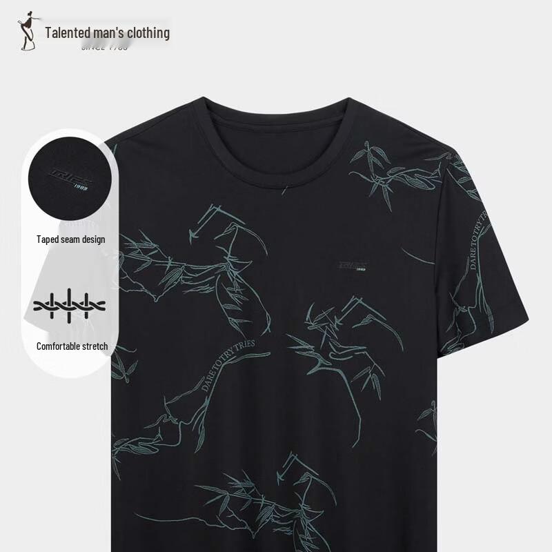 TRIES Men s Fashion High-Elastic Crew Neck Print T-Shirt 50 2590₽