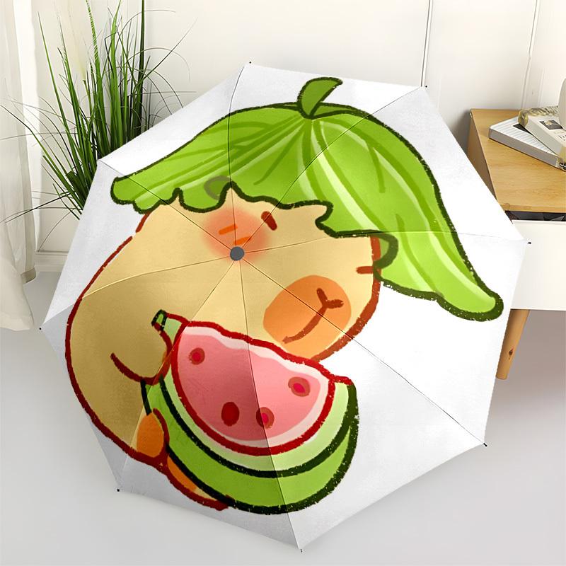 1pc Watermelon Capybara Cartoon Umbrella - Portable Home Essential, Durable Iron Frame with Rod Structure, Fashion Lovers Yy250910118