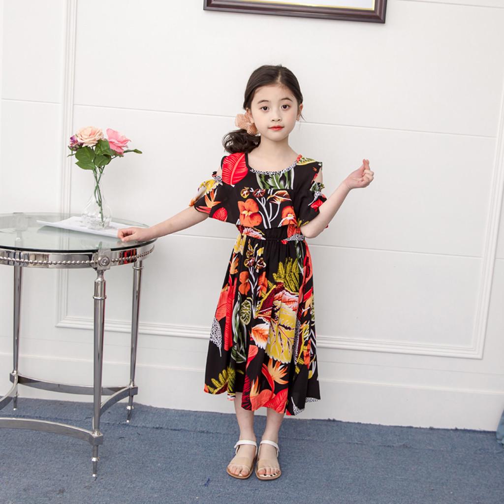 

Малыши Дети Цветочный Лист Принт Пляжное Платье Платья Принцессы Одежда 130