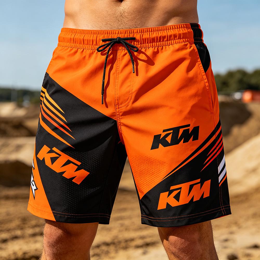 F1 KTM Motorsport Badeshorts Herren Sommer Schnelltrocknend Strand Boardshorts Lässig Sport Racing Style Kordelzug Badehose M