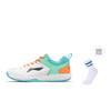 Li-Ning Lightweight Feather Series Fabric Leather Durable Breathable Lightweight Low-Top Badminton Shoes Unisex sneaker White Green AYTS034-1