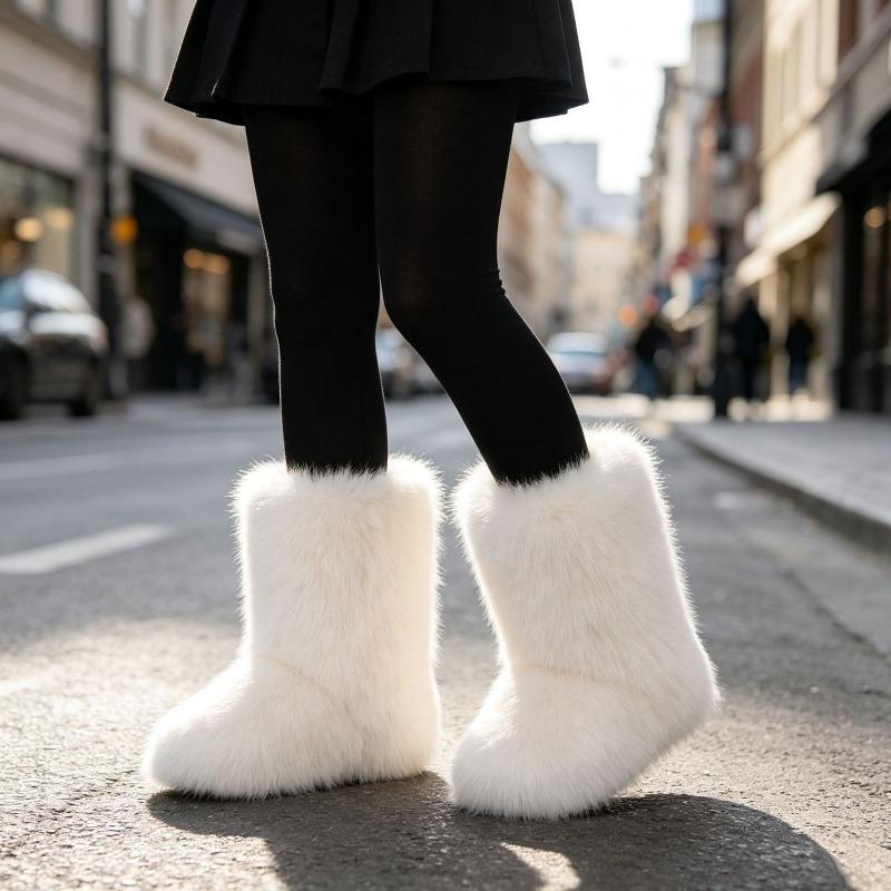 Imitation Raccoon Fur Boots Long Tube Winter Ladies Winter Imitation Fur Fox Fur Snow Boots