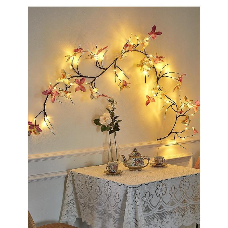 LED Butterfly Vine Light Bending Peach Blossom Cherry Blossom Vine Light Maple Leaf Macaron Rose Flower Light