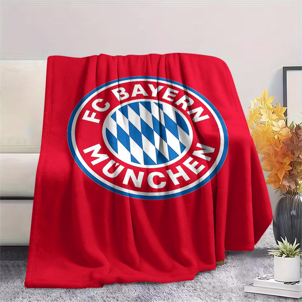 1 szt. Koc flanelowy z nadrukiem FC Bayern Monachium, Wysoka jakość, Na wszystkie pory roku, Wystrój domu, Ciepło i komfort, Idealny na prezenty świąteczne