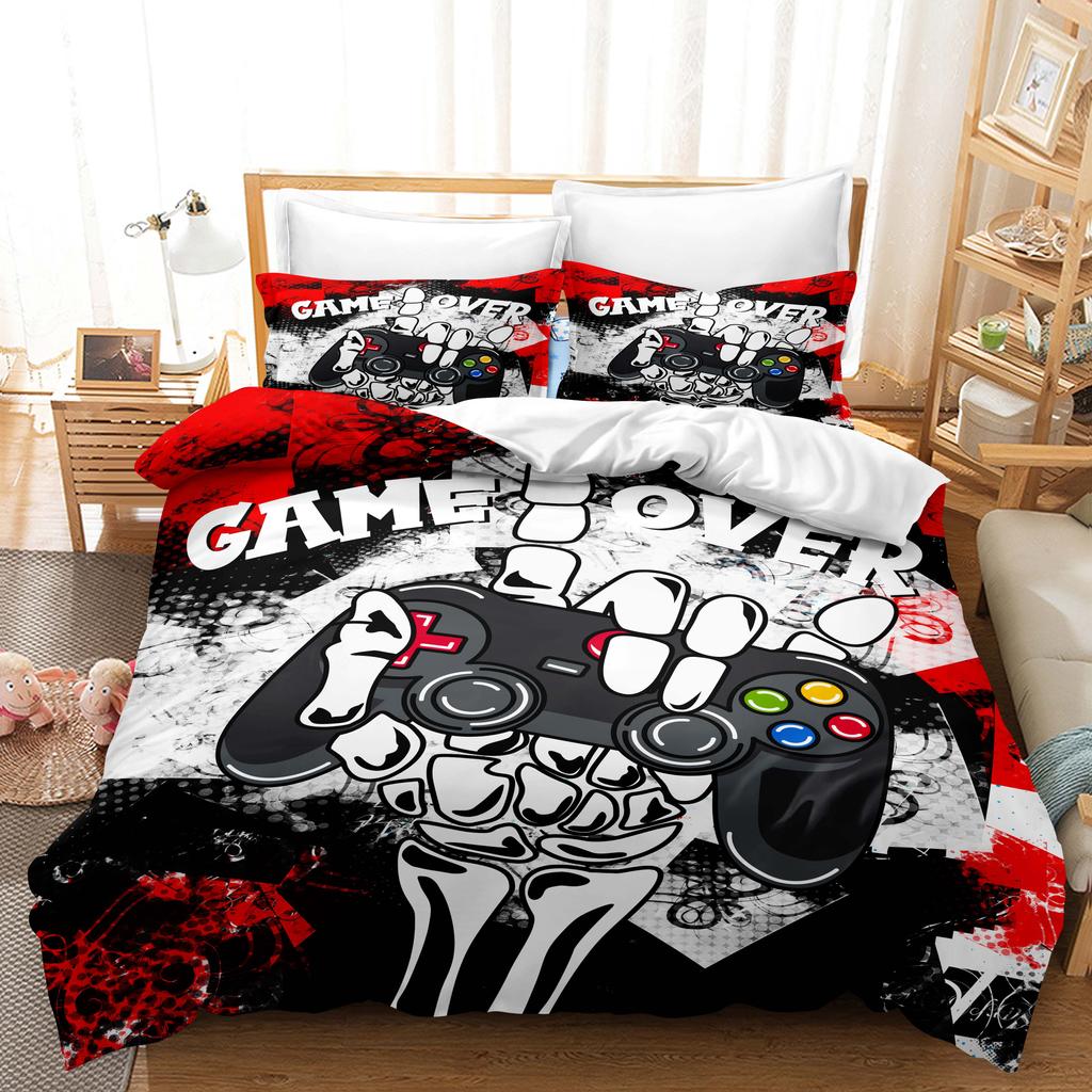 3D Printing Boy's Room Bedding Set Game Handle Duvet Cover 2/3 Pieces AU140 * 210 Full Size Quick Drying Easy Cleaning Home Decoration
