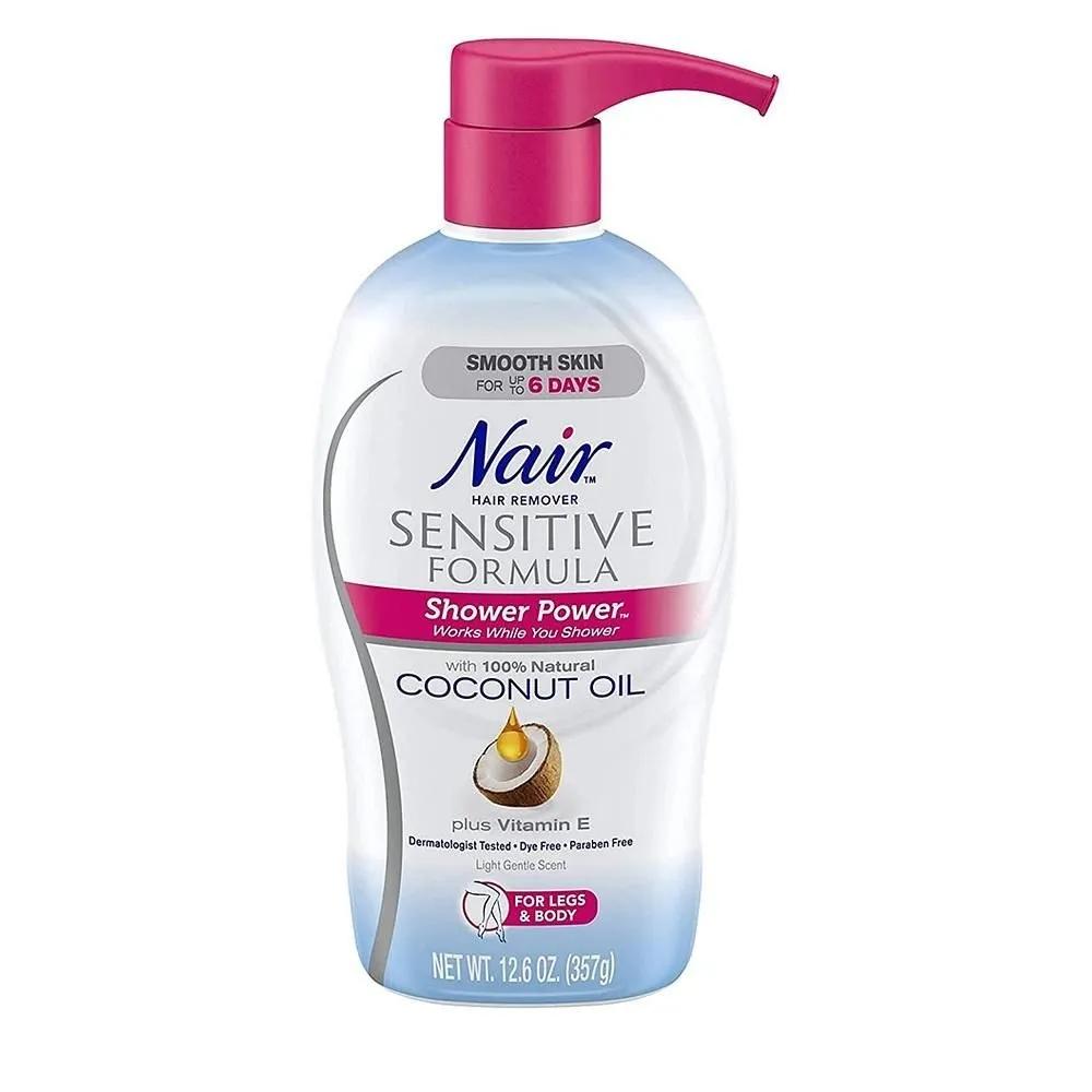Крем-депилятор Nair Sensitive для душа 357 г 1 упаковка Кокосовое масло Формула Nair Sensitive Крем для душа Удаление волос