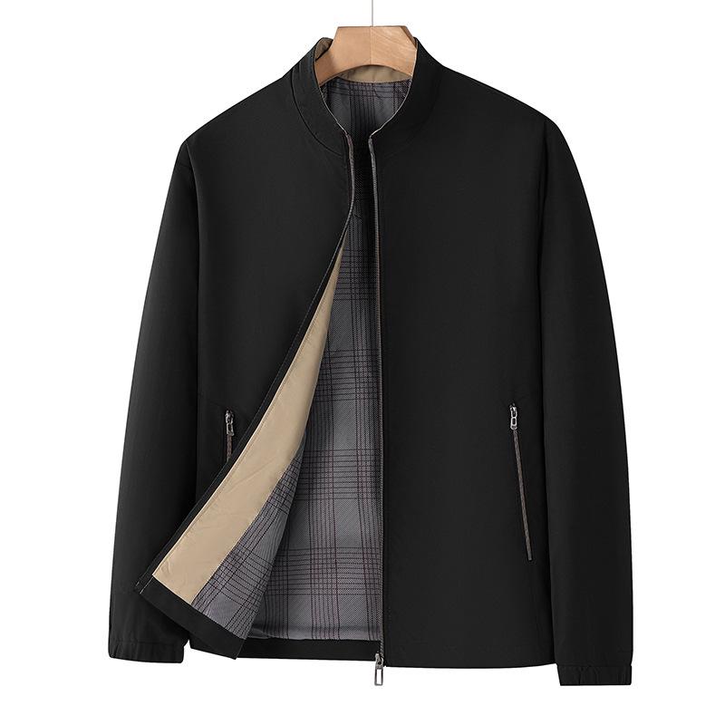 Men's Spring Stand Collar Business Jacket - Casual Zipper Cardigan for Middle-aged Dads.