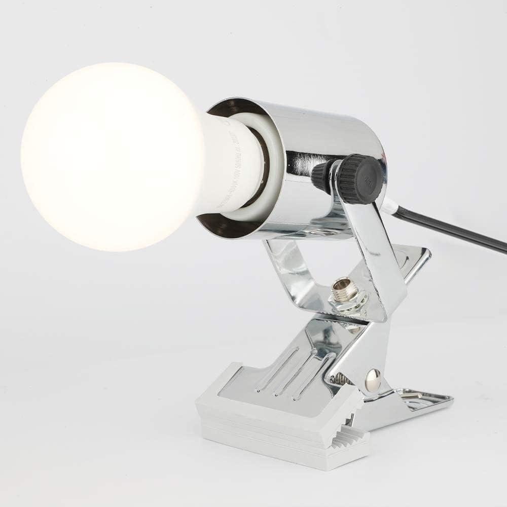 Dotoy Clip Light Desk Lamp for Plants, Turtles, Amphibians, and Reptiles, Energy-Saving LED, Chrome, E26 Bulb Not Included